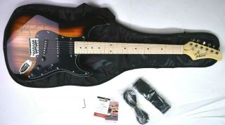 Alice Cooper Signed Full - Size Electric Guitar Orange Black Glarry 39 " Jsa