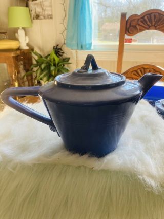 Vintage Homer Laughlin Harlequin Mauve Blue Teapot With Lid