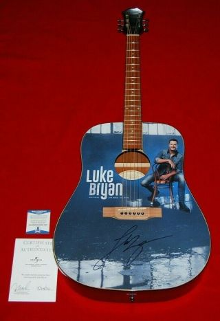 Country Music Star Luke Bryan Signed Full Size Guitar Beckett