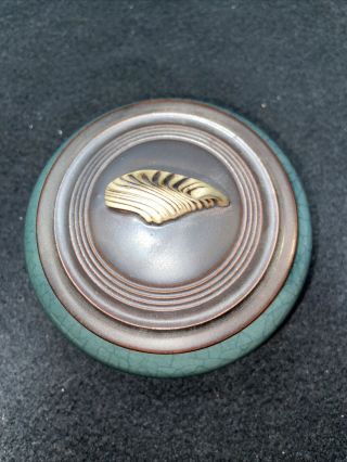 Andrew Maccorkindale 1997 Raku Pottery Crackle Porcelain Lidded Jar.  4” diameter 2
