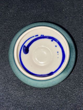 Andrew Maccorkindale 1997 Raku Pottery Crackle Porcelain Lidded Jar.  4” diameter 3