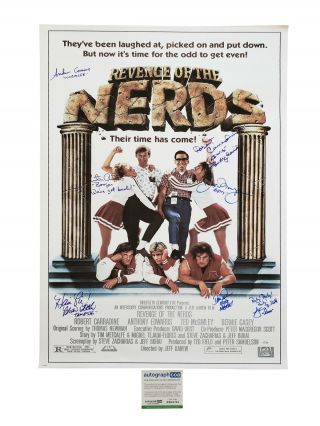 Revenge Of The Nerds Cast Autographed Full Sized Movie Poster Acoa Witness Itp