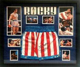 Sylvester Stallone Rocky Balboa Autographed Framed Boxing Trunks