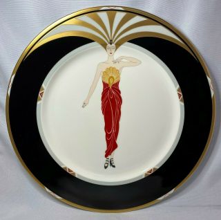 Erte Le Soleil Ebony 12 " Art Deco Charger Plate Mikasa Bone China Japan