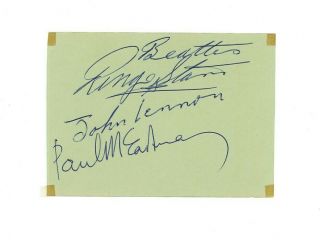 Paul Mccartney,  Ringo Starr Vintage Signed Album Page Beatles Psa/dna Graded 9
