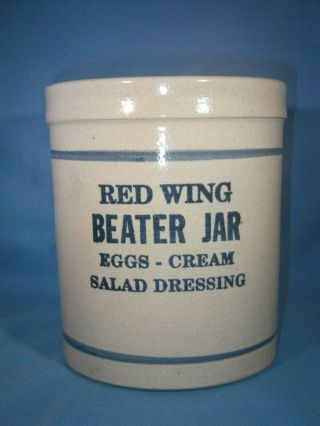 Red Wing 1996 Beater Jar Blue Banded Stoneware Crock Aitkin Mn Iques