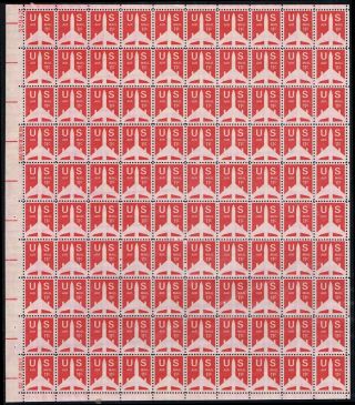 Jet Airliner Full Sheet Of One Hundred 11 Cent Airmail Postage Stamps Scott C78