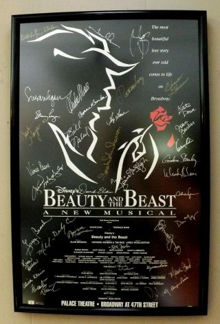 Beauty And The Beast Broadway Cast Signed Window Card Poster Great Piece