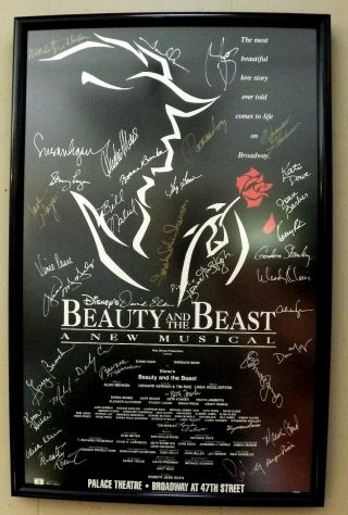 Beauty and the Beast Broadway Cast Signed Window Card Poster Great Piece 6