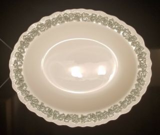 Wedgwood Embossed Queensware Shell Edge Celadon On Cream - 9 " Oval Vegetable Bowl
