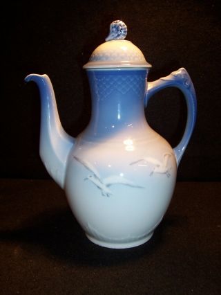 Vintage Bing & Grondahl Denmark Blue Coffee Pot With Seagulls 9 "