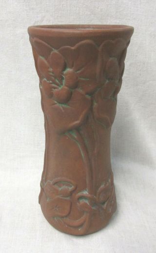 Peters And Reed Moss Aztec Vase With Nasturtiums