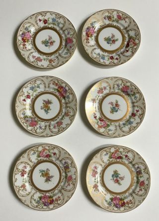Set Of 6 Vintage Limoges Bread & Butter Plates Wm.  Guerin & Co.  Floral And Gold