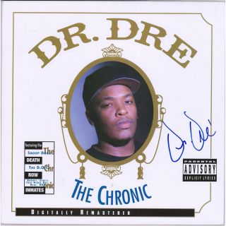Dr.  Dre Autographed The Chronic Album Cover Bas