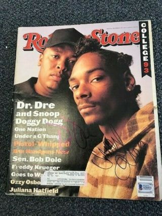 Snoop Dogg & Dr.  Dre Signed Rolling Stone Autographed Auto Bas Not Psa W/proof