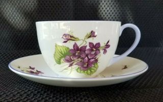 Shelley Fine Bone China Oversized Violets 13821 Floral Tea Coffee Cup & Saucer