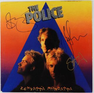 The Police Signed Autograph Record Jsa Sting Stewart Copeland Andy Summers