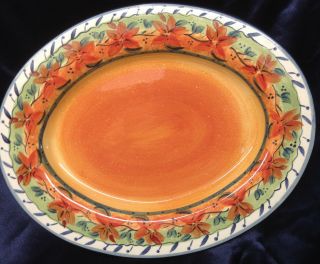 Tabletops Unlimited Gallery Cesarita 17 " Oval Serving Platter Orange Flowers