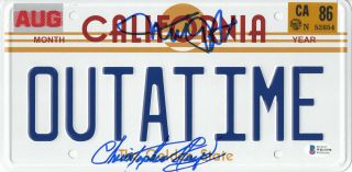 Michael J Fox Christopher Lloyd Back To The Future Signed License Plate Bas 4