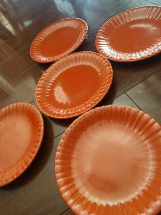 5 Antique Stangl Colonial Tangerine 1930s Salad Plates Plate Orange Art Deco
