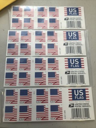 80 Usps Forever Postage Stamps U.  S.  Flag Four Booklets Of 20