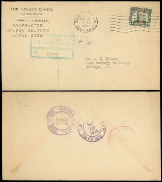 Sep 15 1926 Balboa Heights Cds,  Panama Canal / Zone Postmaster O.  B.  C/c,  Sc 91