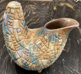 Vintage Sascha Brastoff Mosaic Abstract Pitcher Vase Ceramic Mid Century Usa