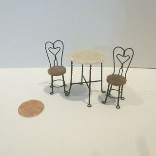 Dollhouse Miniature 1/2 " Scale Soda Shop Table & Chair Set