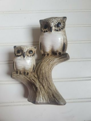 Vintage Howard Pierce 2 Owls On A Tree Mid - Century Bud Vase California Pottery