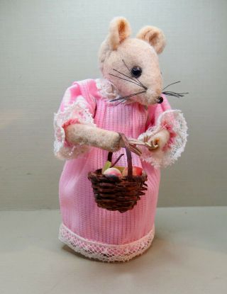 Dh Miniature 1:12 Felt Lady Mouse,  In Dress,  Brambly Hedge,  Mouse House 3 In.