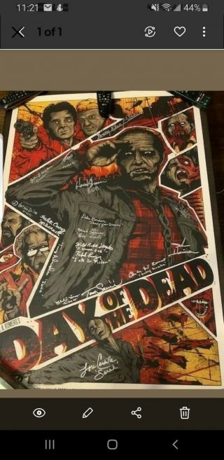 Day Of The Dead Autographed Mondo Poster Horror Movie Zombie