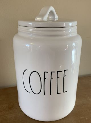 Rae Dunn " Coffee " Canister With Lid Dimpled Cream Large Letter