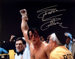 Sylvester Stallone Rocky Balboa Autographed 16x20 Photo Arm Raised Asi Proof