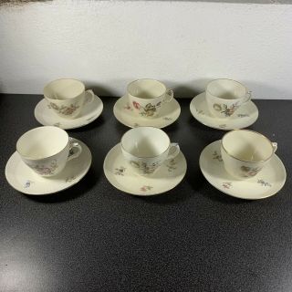 6 Royal Copenhagen Frijsenborg Coffee Cup & Saucer 910/1870 Vintage Porcelain