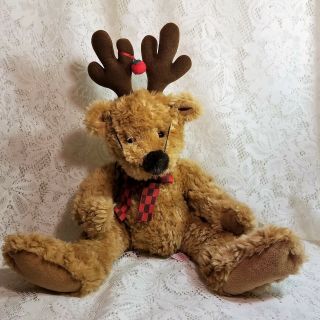 Russ Berrie Frostbite Teddy Bear Reindeer Christmas Plush Stuffed Animal Beagbag