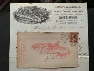 1884 Philadelphia Pa Milling Machine Ad Cover,  Letter Illustrated,  Letterhead