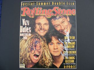 Signed Van Halen Rolling Stone Cover With Alex,  Michael,  Sammy And Eddie