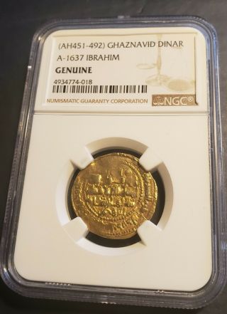 451 - 492 Ah Ghaznavid Empire Ibrahim Pale Av Gold Dinar