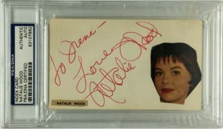 Natalie Wood Signed 3x5 Index Card West Side Story Rebel Without A Cause Psa