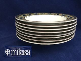 Set Of 8 Mikasa Intaglio Arabella Cac01 9 3/8 Rimmed Soup Cereal Bowls