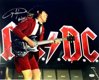 Angus Young Signed Autographed Ac/dc Concert 16x20 Guitar Photo Psa/dna Ag53265