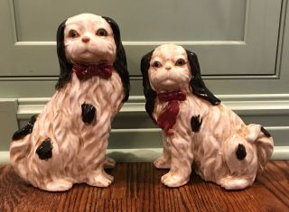 Pair - Vintage Cavalier King Charles Spaniel/staffordshire Dog Figurines