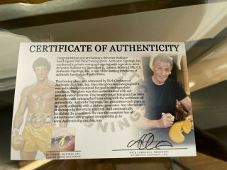 Sylvester Stallone Rocky Balboa Autographed Tuf Wear Boxing Glove ASI Proof 2