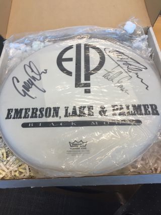 Elp Emerson Lake And Palmer And Palmer Signed Drum Head Remo 14 "