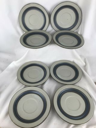 8 Vintage Japan Otagiri Horizon Stoneware 6.  5 " Bread Plate Blue & Brown Stripe