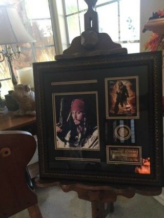 Johnny Depp Signature Disney Pirates Of The Carribean W/ Prop Framed Autograph