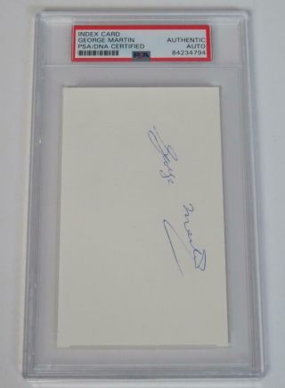 George Martin The Beatles Signed Autograph 3x5 Index Card Encapsulated Slab,