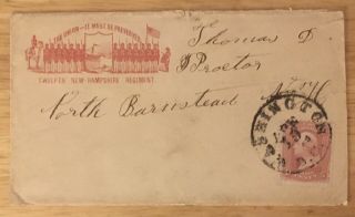 12th Hampshire Civil War 1863 Patriotic Cover W/ 3 Cent Stamp