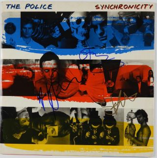 The Police Signed Autograph Record Jsa Sting Copeland Andy Summers Synchronicity