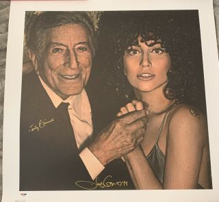 Lady Gaga And Tony Bennett Signed Autographed Lithograph Cheek To Cheek Psa Dna